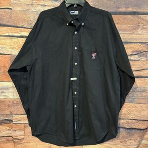 Texas Tech Shirt Large Men’s Black Red Raiders Button Down Long Sleeve Logo